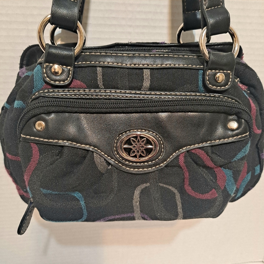 Stylish Black Abstract Patterned Shoulder Bag Pur… - image 2